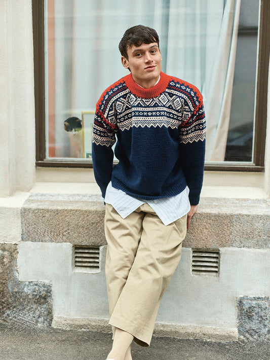 Strickset MARIUS NORWEGERPULLOVER HERREN Anleitungsheft + Garnpaket • Sandnes Garn